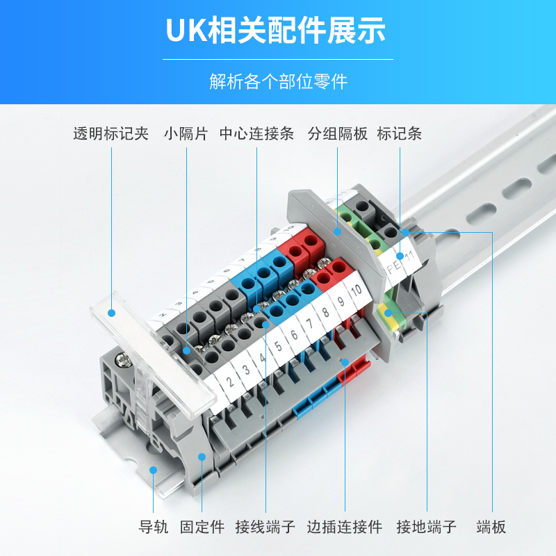 UK2.5B ST系列标记条接线端子排ZB4 5 6 8 10数字印字标号 可定做